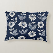 ブロックプリントボーホフローラブルーとホワイト アクセントクッション (裏面)