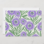 ブロックプリントラベンダーグリーン及び白フローラデザイン 招待状 (裏面)