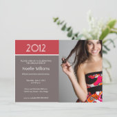 ブロックモダンの卒業招待状 – 赤 招待状 (スタンド正面)