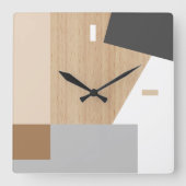 ブロックモダンストライプの木彫りフェイクアート スクエア壁時計 (正面)