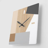 ブロックモダンストライプの木彫りフェイクアート スクエア壁時計 (傾斜)