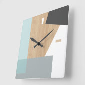 ブロックモダンストライプの木目のパタフェイクーン スクエア壁時計 (傾斜)