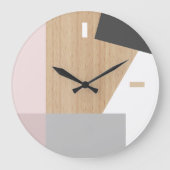 ブロックモダンストライプの木目のパタフェイクーン ラージ壁時計 (正面)