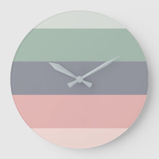 ブロックモダンストライプパステルパターン大きな時計 ラージ壁時計 (正面)