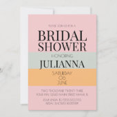 ブロックモダンピンクミントブライトブライダルシャワー 招待状 (正面)