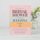 ブロックモダンピンクミントブライトブライダルシャワー 招待状 (スタンド正面)