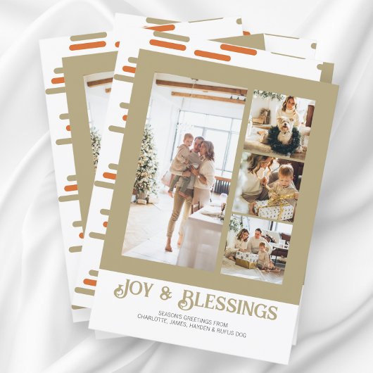ブロックモダン4写真のクリスマスパーソナライズされた シーズンカード
