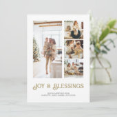 ブロックモダン4写真のクリスマスパーソナライズされた シーズンカード (スタンド正面)