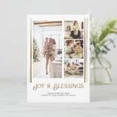 ブロックモダン4写真のクリスマスパーソナライズされた シーズンカード (スタンド正面)