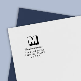 ブロックモノグラムとスクリプト名の差出人住所 セルフインキングスタンプ