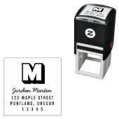 ブロックモノグラムとスクリプト名の差出人住所 セルフインキングスタンプ (インサイチュ)