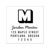 ブロックモノグラムとスクリプト名の差出人住所 セルフインキングスタンプ (デザイン)