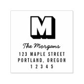 ブロックモノグラムスクリプト 姓 返送先住所 セルフインキングスタンプ (デザイン)