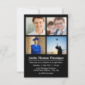 ブロックレターズ ホワイト - 3x5 卒業おめでとうのご案内 招待状 (裏面)