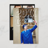 ブロックレター（白） - 3x5卒業案内 招待状 (正面/裏面)