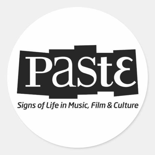 ブロックロゴラベルを下黒に貼り付け ラウンドシール (正面)