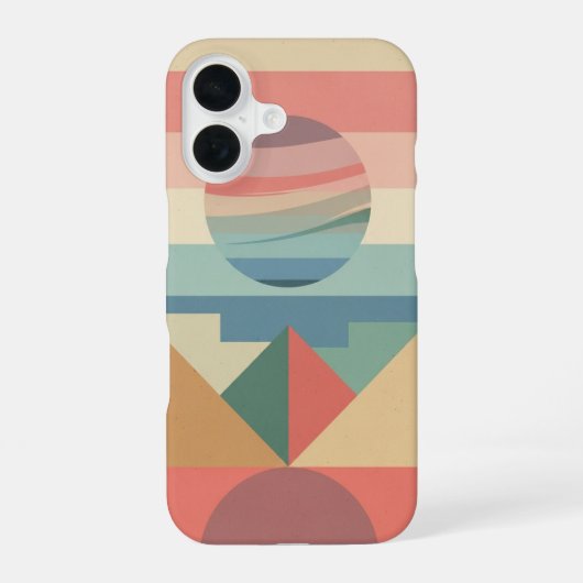 ブロック上のレトロパステル惑星 iPhone 16ケース (裏面)