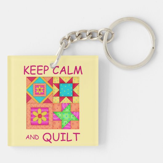 ブロック保パッチワーク用の落ち着きカラフルとキルト キーホルダー (裏面)