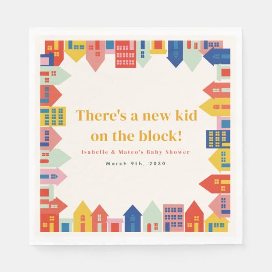 ブロック地区の赤ちゃんシャワーの新しい子供 スタンダードランチョンナプキン (正面)