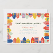 ブロック地区の赤ちゃんシャワーの新しい子供 招待状 (正面)