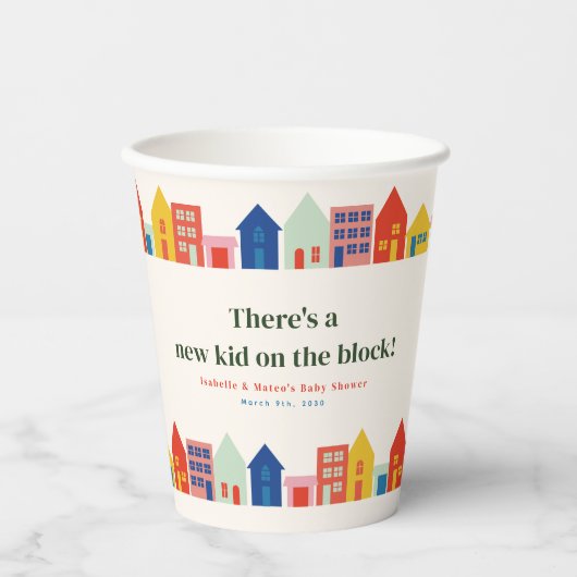 ブロック地区の赤ちゃんシャワーの新しい子供 紙コップ (正面)
