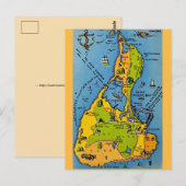 ブロック島のヴィンテージマップ ポストカード (正面/裏面)