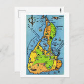 ブロック島のヴィンテージマップ ポストカード (正面/裏面)