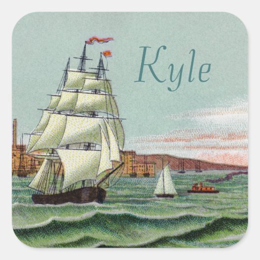 ブロック島の正方形ステッカー スクエアシール (正面)