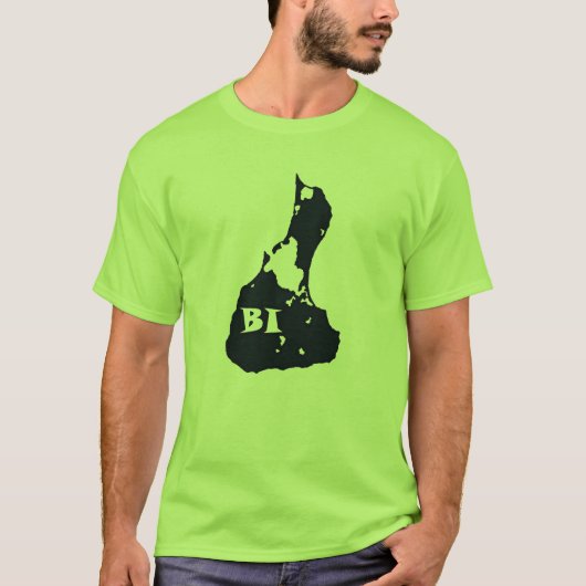 ブロック島のBIの島の形 Tシャツ (正面)
