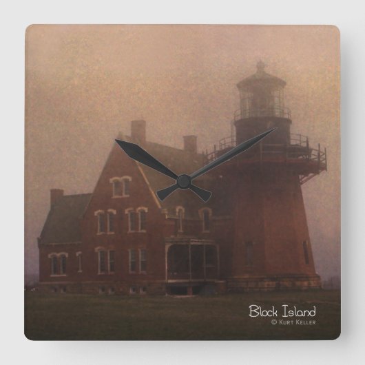 ブロック島 スクエア壁時計 (正面)