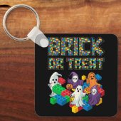 ブロック建物ハロウィーンブリックまたはトリートキッズマスター キーホルダー (正面)