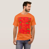 ブロック形状ライムグリーンとオレンジ Tシャツ (正面フル)