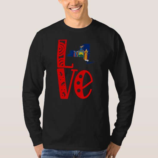 ブロック文字でニューヨークを愛する Tシャツ (正面)