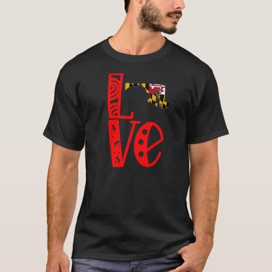 ブロック文字でメリーランドを愛する Tシャツ (正面)