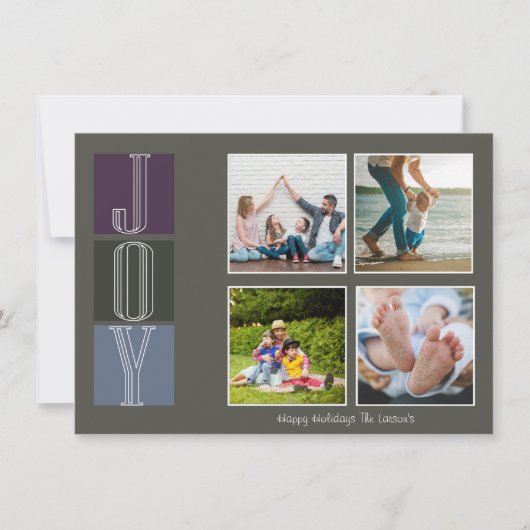 ブロック文字クリスマスジョイフォトホリデーカード シーズンカード (正面)