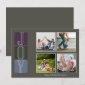 ブロック文字クリスマスジョイフォトホリデーカード シーズンカード (正面/裏面)