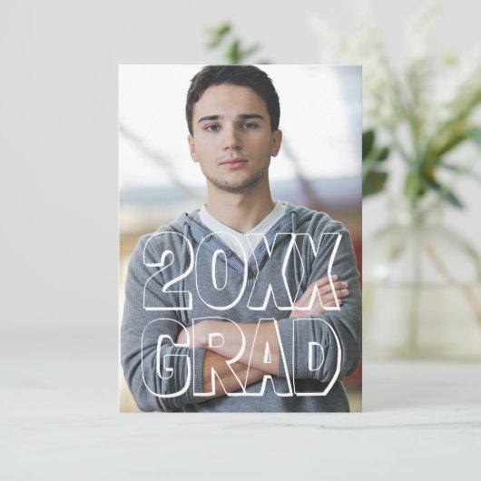 ブロック文字グレー3x5 – 卒業発表 招待状 (スタンド正面)