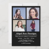 ブロック文字ホワイト – 卒業発表 招待状 (裏面)