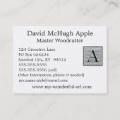 ブロック文字"A"ウッドカット木版イニシャル 名刺 (裏面)