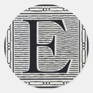 ブロック文字「E」ウッドカットウッドブロックインデジタル ラウンドシール