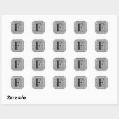 ブロック文字"F"ウッドカット木版中央 ラウンドシール (シート)