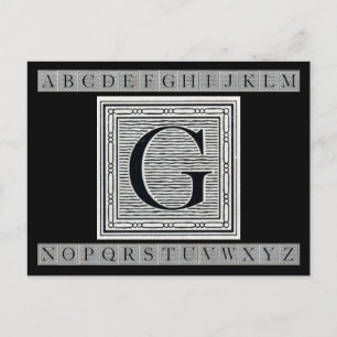 ブロック文字「G」ウッドカットウッドブロックインデジタル ポストカード