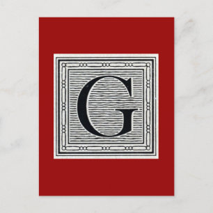 ブロック文字「G」ウッドカットウッドブロックインデジタル ポストカード