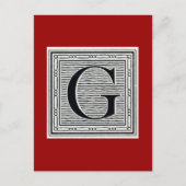 ブロック文字「G」ウッドカットウッドブロックインデジタル ポストカード (正面)