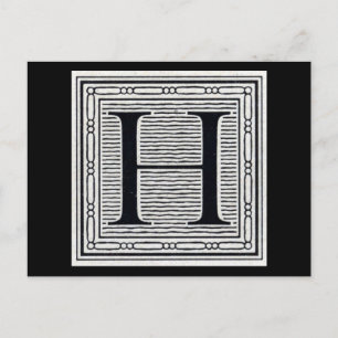 ブロック文字"H"ウッドカットウッドブロックインデジタル ポストカード
