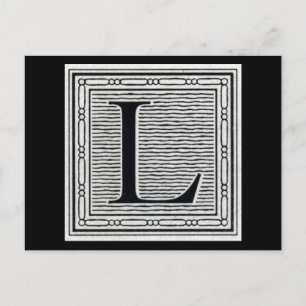 ブロック文字"L"ウッドカットウッドブロックインデジタル ポストカード