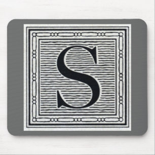 ブロック文字「S」ウッドカットウッドブロックインデジタル マウスパッド
