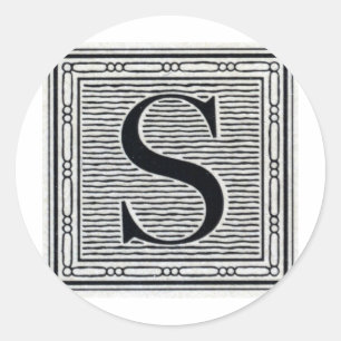 ブロック文字「S」ウッドカットウッドブロックインデジタル ラウンドシール