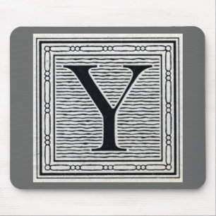 ブロック文字「Y」ウッドカットウッドブロックインデジタル マウスパッド