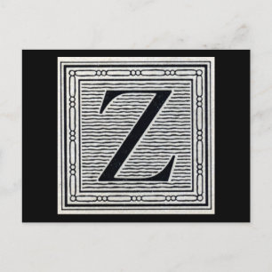 ブロック文字「Z」ウッドカットウッドブロックインデジタル ポストカード